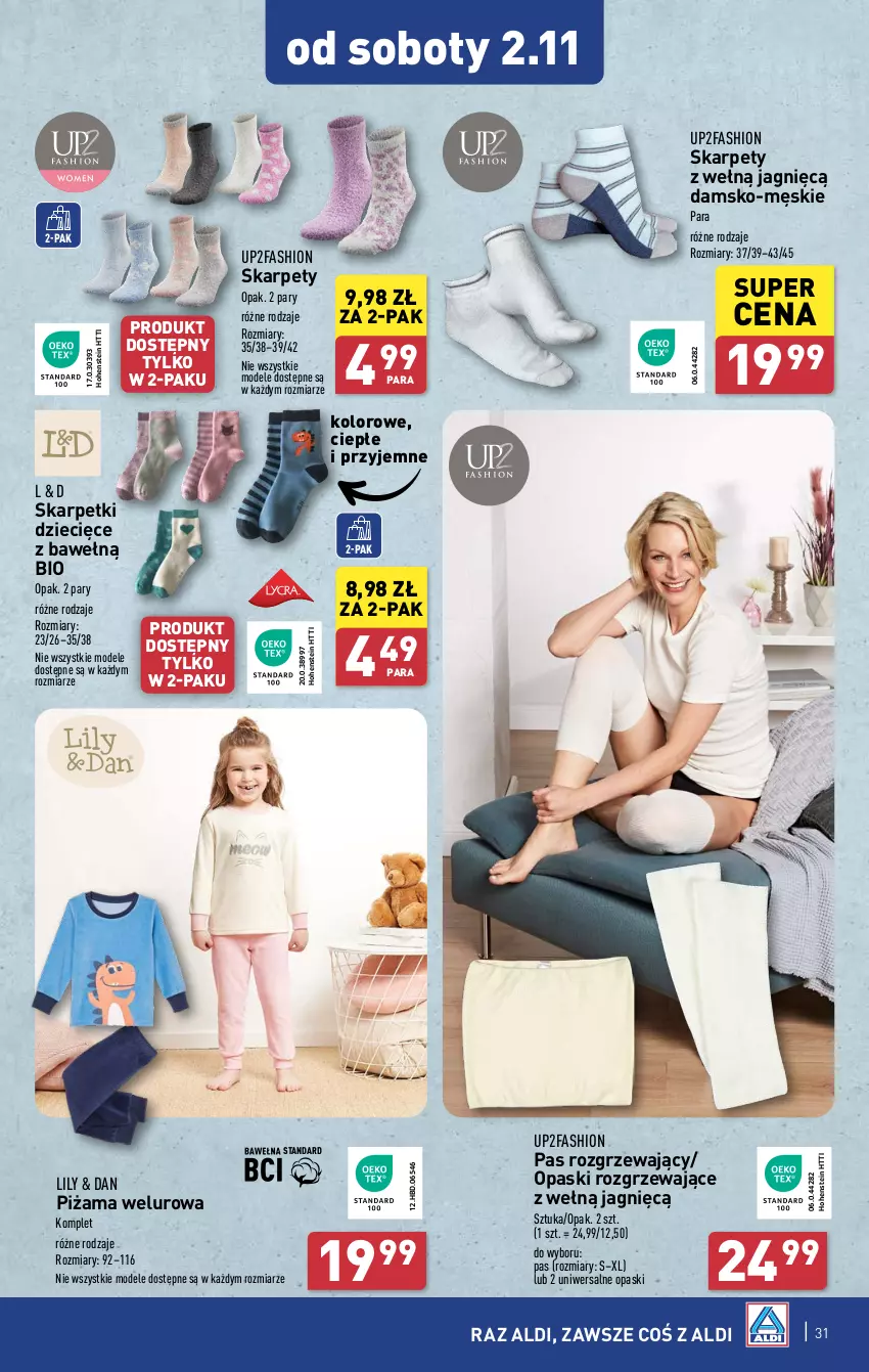 Gazetka promocyjna Aldi - Pełna oferta - ważna 28.10 do 02.11.2024 - strona 31 - produkty: Dzieci, Fa, Karp, Piżama, Skarpetki