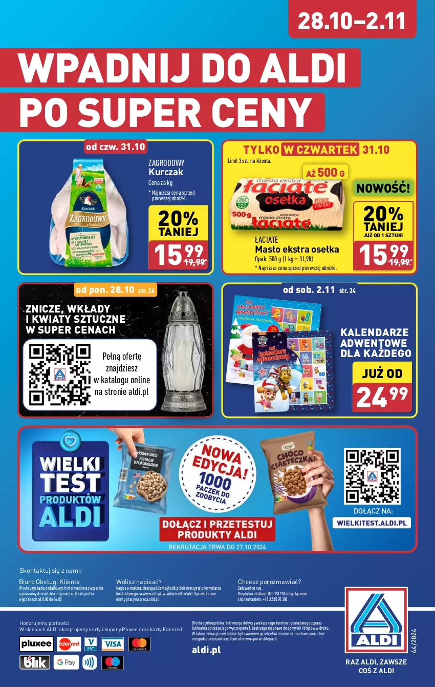 Gazetka promocyjna Aldi - Pełna oferta - ważna 28.10 do 02.11.2024 - strona 36 - produkty: Biuro, Kalendarz, Kurczak, Masło, O nas, Por, Znicz