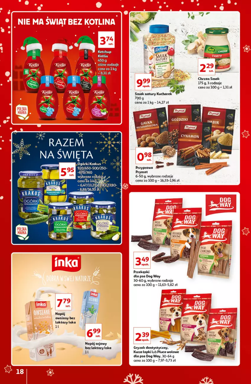 Gazetka promocyjna Auchan - Znane i lubiane Marki - ważna 02.12 do 12.12.2021 - strona 18 - produkty: Chrzan, Gry, Inka, Krakus, Kucharek, Napój, Prymat