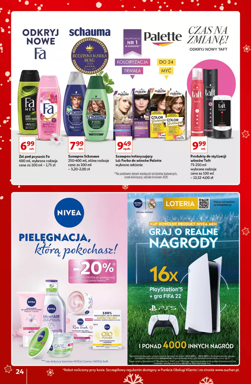 Gazetka promocyjna Auchan - Znane i lubiane Marki - ważna 02.12 do 12.12.2021 - strona 24 - produkty: Fa, Farba do włosów, Gra, Palette, Schauma, Szampon, Taft