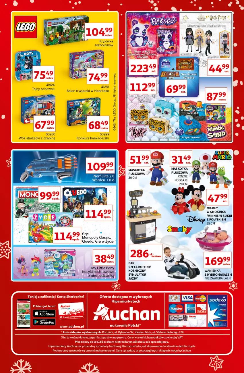 Gazetka promocyjna Auchan - Znane i lubiane Marki - ważna 02.12 do 12.12.2021 - strona 36 - produkty: Drabina, Fa, Gra, Kask, LEGO, Maskotka pluszowa, Minnie, Monopoly, My Little Pony, Nerf, Ser, Wóz strażacki