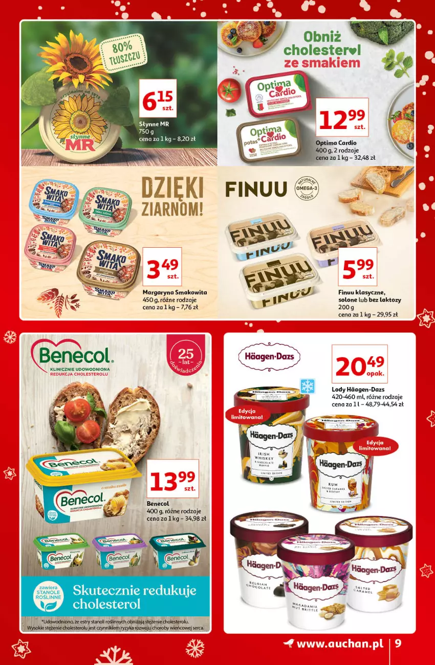 Gazetka promocyjna Auchan - Znane i lubiane Marki - ważna 02.12 do 12.12.2021 - strona 9 - produkty: Benecol, Finuu, Lody, Margaryna