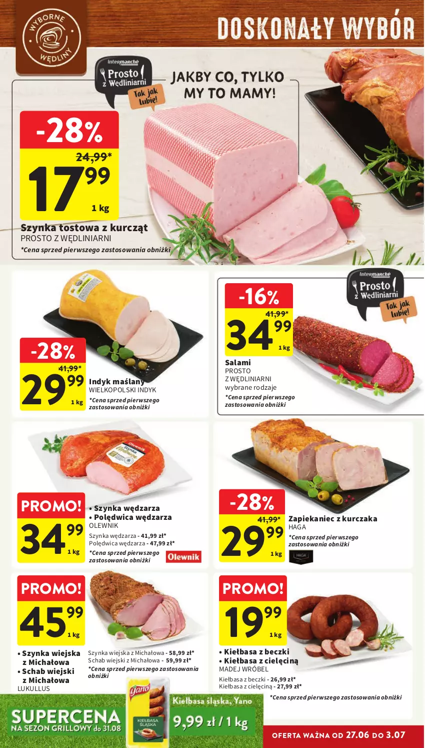 Gazetka promocyjna Intermarche - Gazetka Intermarche - ważna 27.06 do 03.07.2024 - strona 14 - produkty: Kiełbasa, Kurczak, Madej Wróbel, Olewnik, Polędwica, Salami, Szynka