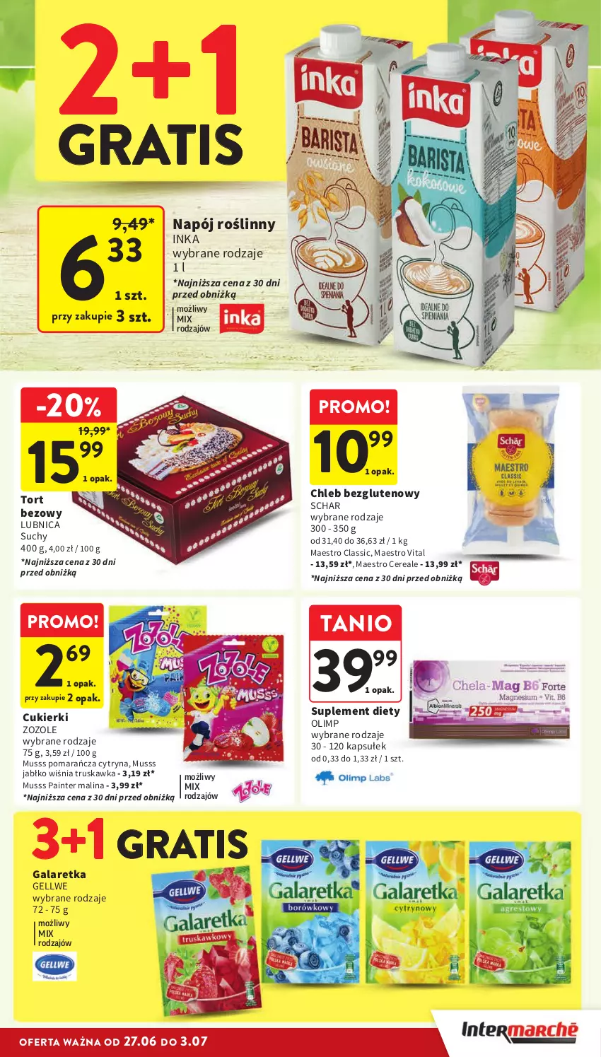 Gazetka promocyjna Intermarche - Gazetka Intermarche - ważna 27.06 do 03.07.2024 - strona 25 - produkty: Chleb, Chleb bezglutenowy, Cukier, Cukierki, Gala, Galaretka, Gra, Inka, Mus, Napój, Napój roślinny, Suplement diety