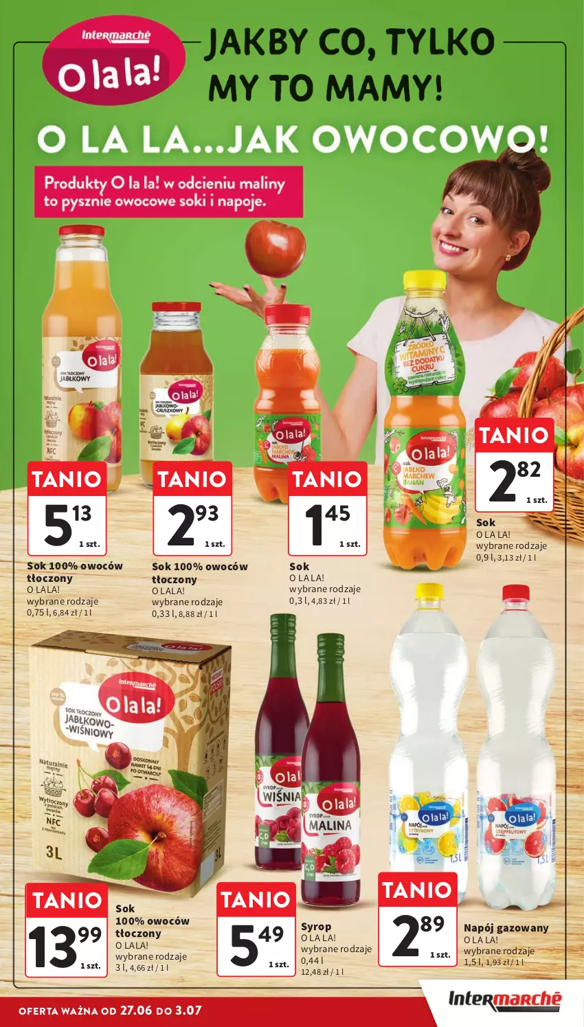 Gazetka promocyjna Intermarche - Gazetka Intermarche - ważna 27.06 do 03.07.2024 - strona 27 - produkty: Napój, Napój gazowany, Sok, Syrop