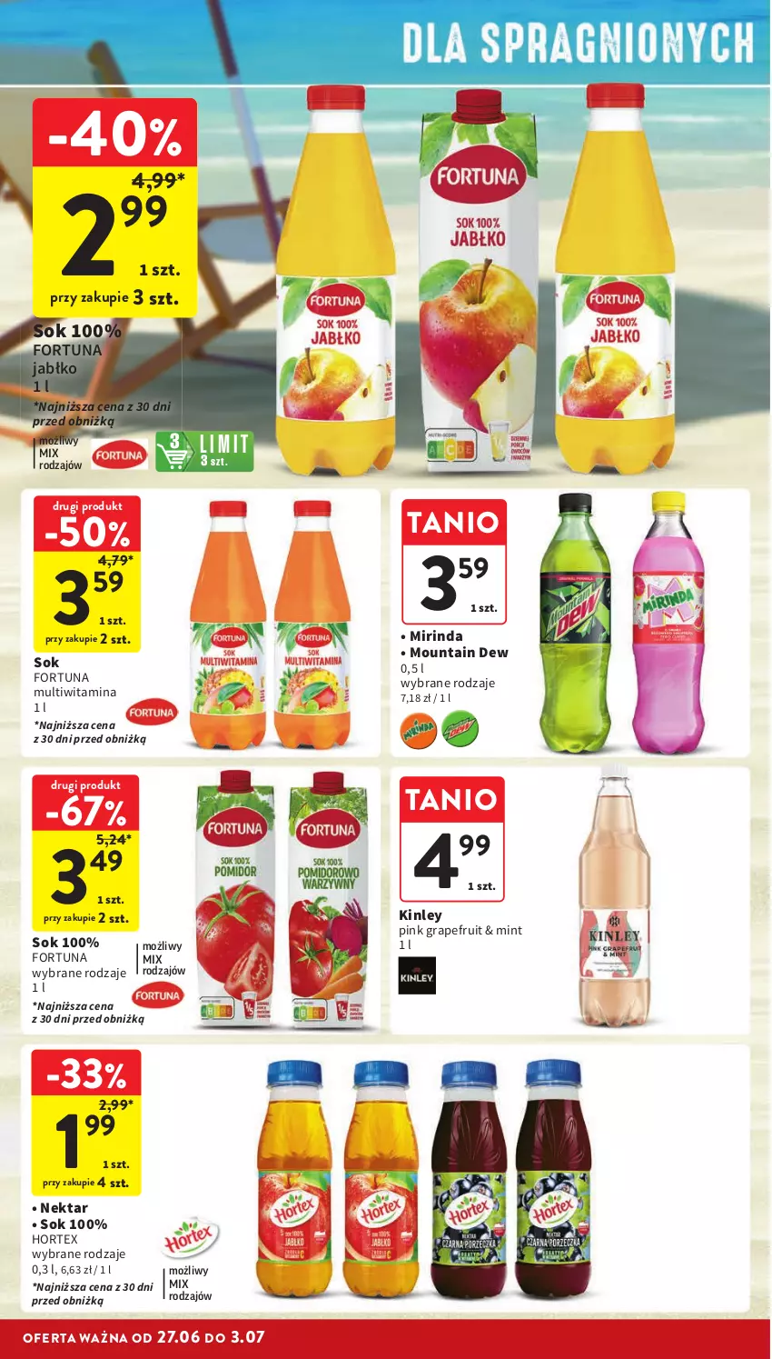 Gazetka promocyjna Intermarche - Gazetka Intermarche - ważna 27.06 do 03.07.2024 - strona 28 - produkty: Fortuna, Gra, Hortex, Mirinda, Nektar, Sok