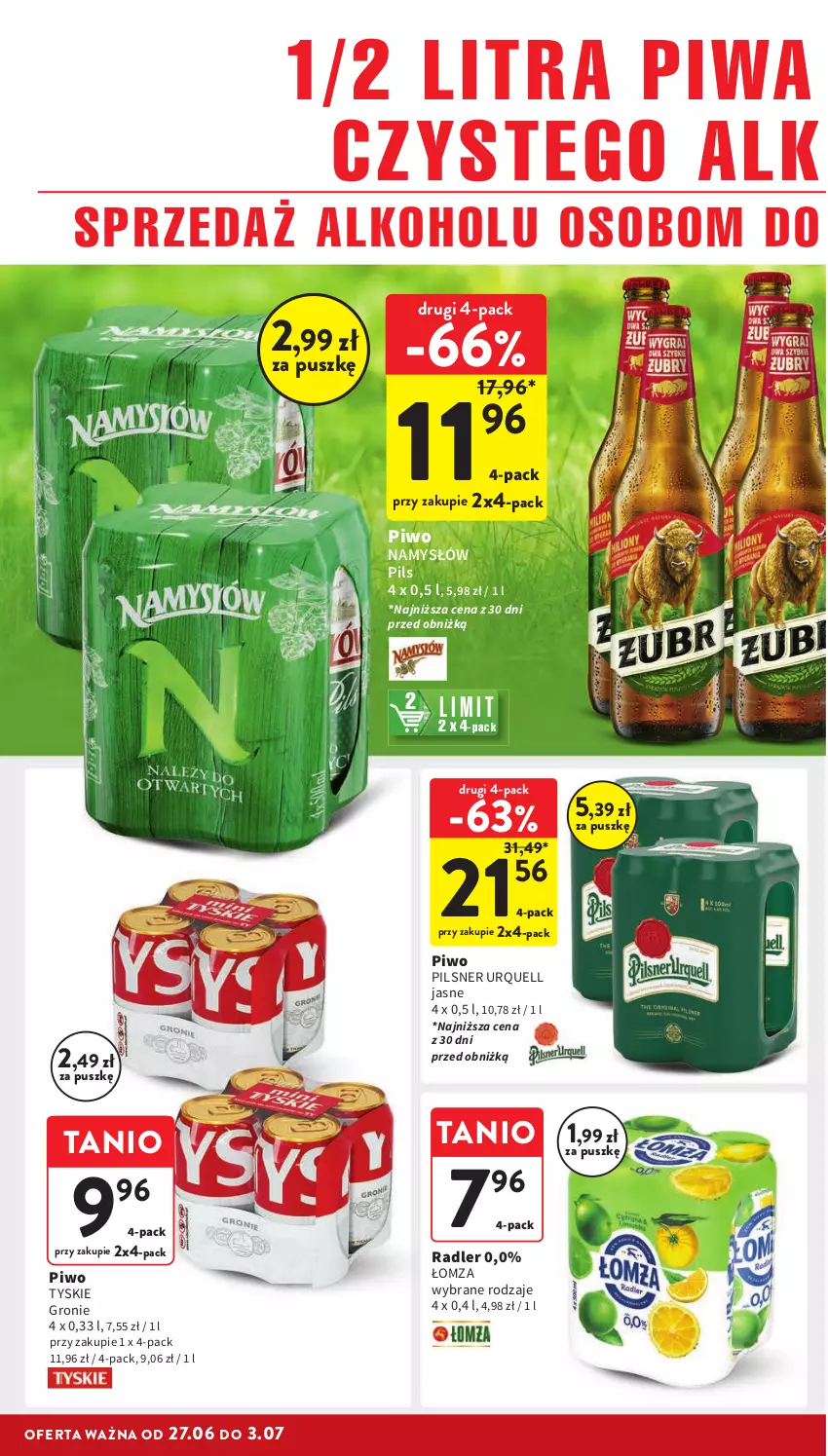 Gazetka promocyjna Intermarche - Gazetka Intermarche - ważna 27.06 do 03.07.2024 - strona 30 - produkty: Namysłów, Pilsner Urquell, Piwa, Piwo, Radler, Tyskie