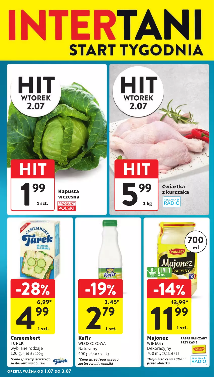 Gazetka promocyjna Intermarche - Gazetka Intermarche - ważna 27.06 do 03.07.2024 - strona 38 - produkty: Camembert, Kefir, Kurczak, Majonez, Winiary