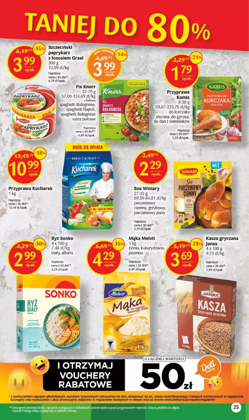 Gazetka promocyjna Delikatesy Centrum - Gazetka DC38 czw-sr - ważna 28.09 do 04.10.2023 - strona 25 - produkty: Brit, Gra, Graal, Gry, Gyros, Kamis, Kasza, Kasza gryczana, Knorr, Kucharek, Mąka, Melvit, Papryka, Paprykarz, Piec, Ryż, Ryż biały, Sonko, Sos, Spaghetti, Winiary