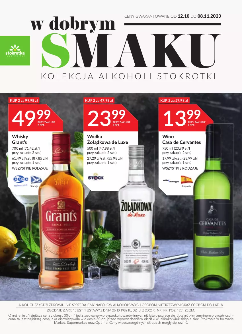 Gazetka promocyjna Stokrotka - Jesienne inspiracje - ważna 12.10 do 25.10.2023 - strona 1 - produkty: Gra, Koc, Optima, Whisky, Wino, Wódka