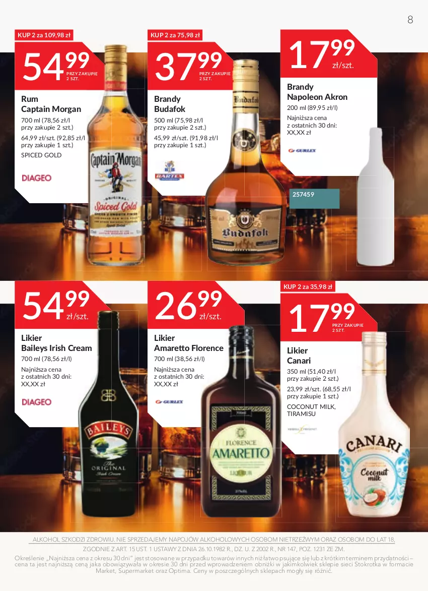 Gazetka promocyjna Stokrotka - Jesienne inspiracje - ważna 12.10 do 25.10.2023 - strona 8 - produkty: Brandy, Captain Morgan, Leon, Likier, Oleo, Optima, Rum