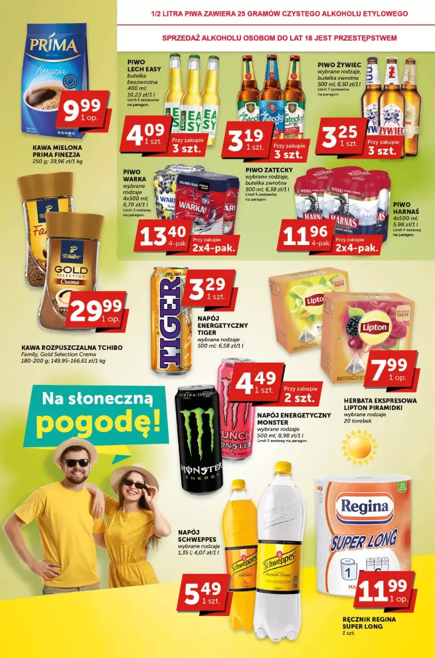 Gazetka promocyjna ABC - ważna 18.05 do 30.05.2023 - strona 4 - produkty: Fa, Gin, Harnaś, Herbata, Kawa, Kawa mielona, Kawa rozpuszczalna, Lipton, Napój, Napój energetyczny, Piwo, Prima, Ręcznik, Schweppes, Tchibo, Tiger