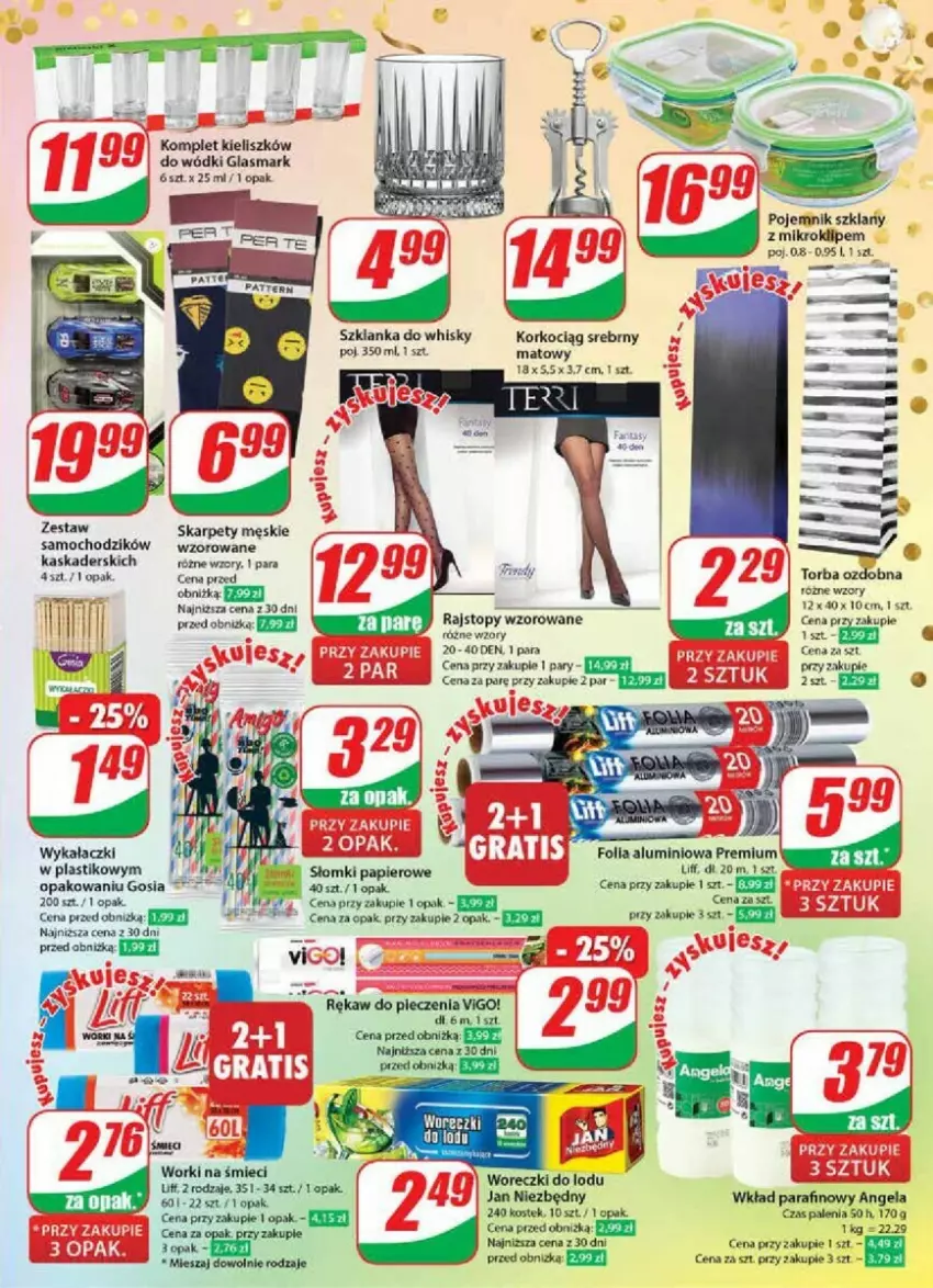 Gazetka promocyjna Dino - ważna 27.12.2024 do 02.01.2025 - strona 16 - produkty: Chodzik, Gra, Jan Niezbędny, Karp, Kask, Koc, Korkociąg, Papier, Piec, Pojemnik, Pojemnik szklany, Rajstopy, Rękaw do pieczenia, Stek, Szklanka, Top, Torba, Whisky, Woreczki do lodu, Worki na śmiec, Worki na śmieci