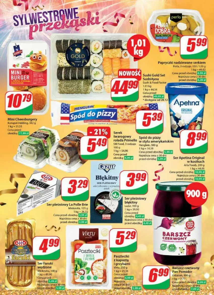 Gazetka promocyjna Dino - ważna 27.12.2024 do 02.01.2025 - strona 8 - produkty: Brie, Burger, Fa, Gin, Kapustą, Lazur, Mleko, Mlekovita, Papryczki nadziewane, Rolada, Ser, Ser pleśniowy, Serek, Serek twarogowy, Spód do pizzy, Sushi, Virtu