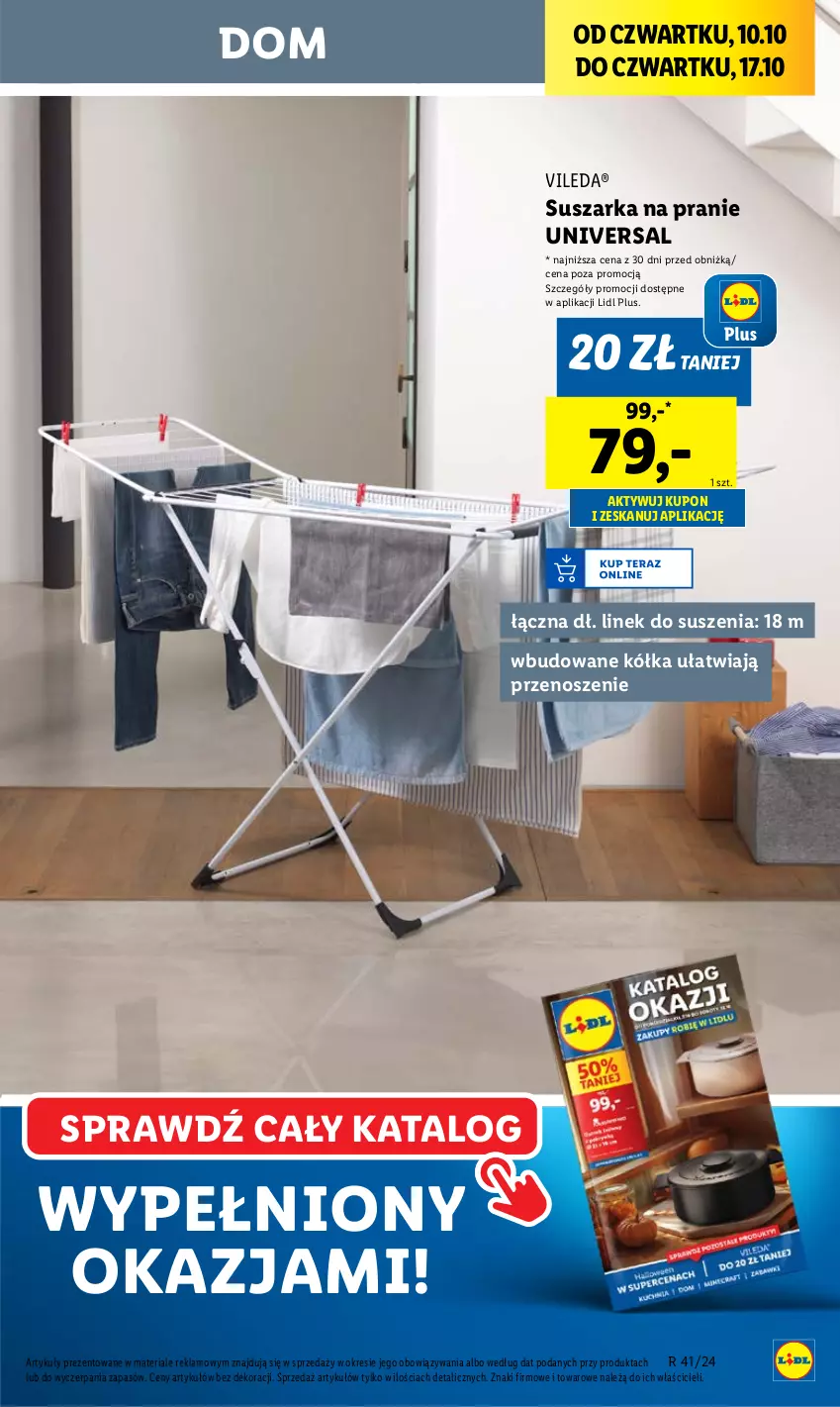 Gazetka promocyjna Lidl - GAZETKA - ważna 10.10 do 12.10.2024 - strona 21 - produkty: Suszarka, Suszarka na pranie, Vileda