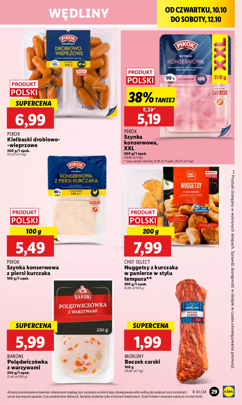 Gazetka promocyjna Lidl - GAZETKA - ważna 10.10 do 12.10.2024 - strona 33 - produkty: Boczek, Cars, Kurczak, Morliny, PIKOK, Pur, Ser, Szynka, Szynka konserwowa, Warzywa