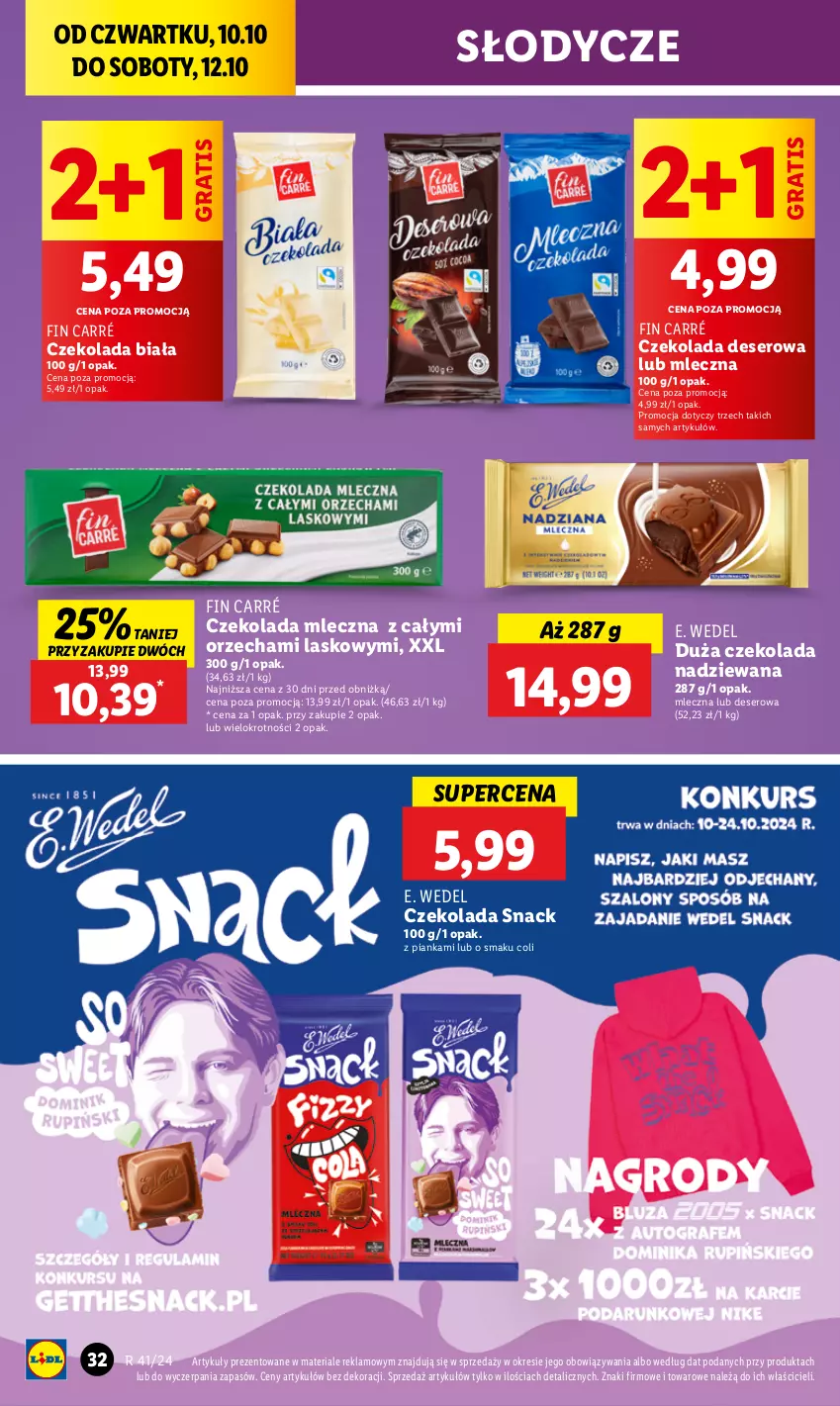 Gazetka promocyjna Lidl - GAZETKA - ważna 10.10 do 12.10.2024 - strona 36 - produkty: Czekolada, Czekolada mleczna, Czekolada nadziewana, Deser, E. Wedel, Gra, Ser