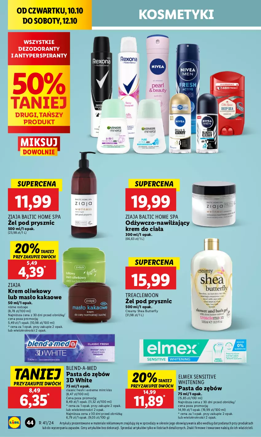 Gazetka promocyjna Lidl - GAZETKA - ważna 10.10 do 12.10.2024 - strona 50 - produkty: Antyperspirant, Blend-a-Med, Dezodorant, Elmex, Kakao, Krem do ciała, Masło, Pasta do zębów, Ziaja