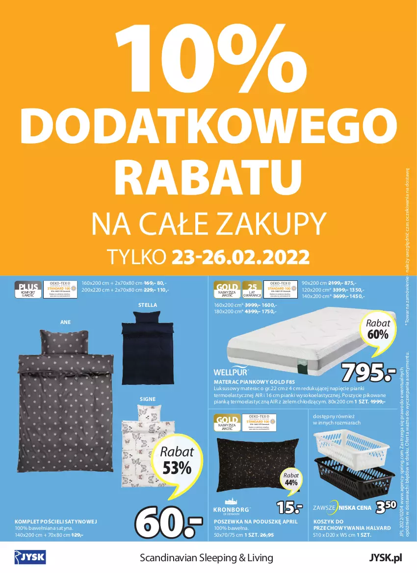 Gazetka promocyjna Jysk - Oferta tygodnia - ważna 23.02 do 08.03.2022 - strona 25 - produkty: Komplet pościeli, Kosz, Materac, Materac piankowy, Pościel, Poszewka, Sok, Tera, Wełna