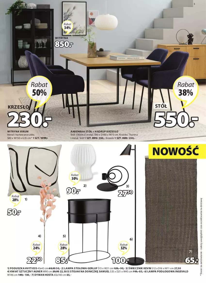 Gazetka promocyjna Jysk - Oferta tygodnia - ważna 23.02 do 08.03.2022 - strona 4 - produkty: Dywan, Krzesło, Lampa, Lampa podłogowa, Lampa stołowa, Poduszka, Rum, Stojak, Stół, Witryna