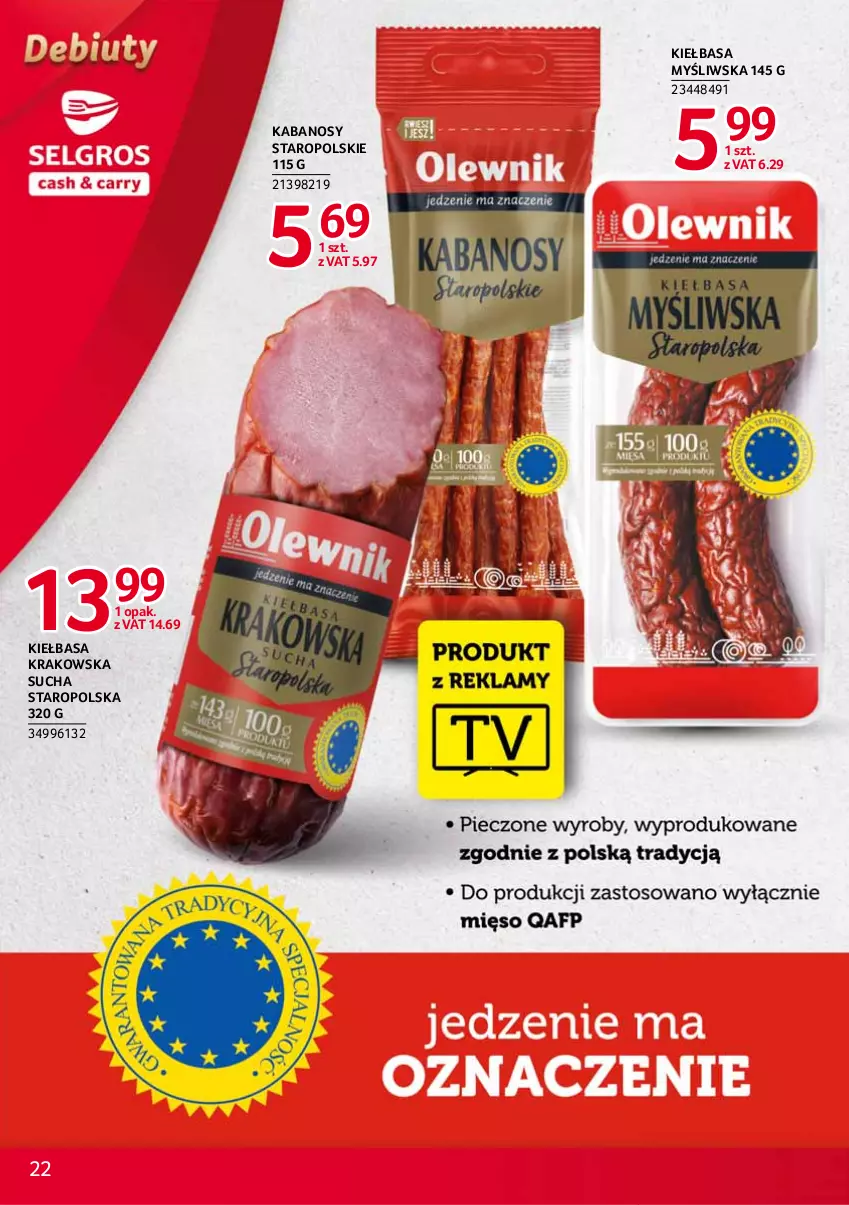 Gazetka promocyjna Selgros - Debiuty w Selgros - ważna 11.03 do 24.03.2021 - strona 22 - produkty: Kabanos, Kiełbasa, Kiełbasa krakowska