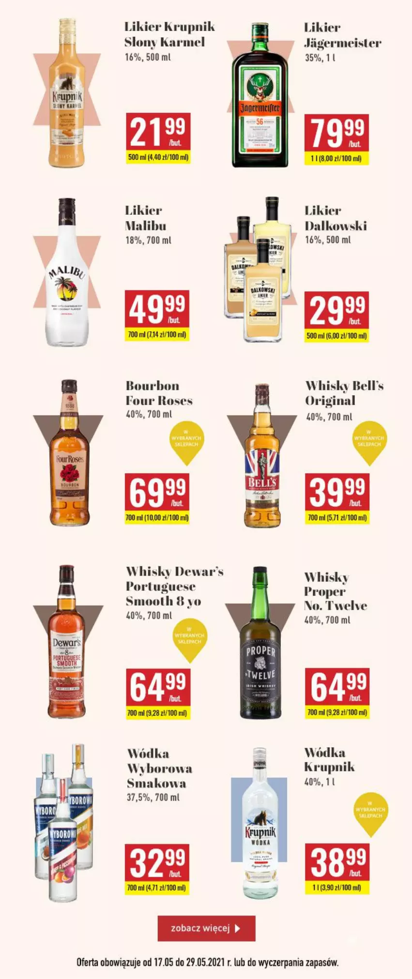 Gazetka promocyjna Biedronka - Czas na Toast - ważna 17.05 do 29.05.2021 - strona 3 - produkty: Bell, Bourbon, Gin, Krupnik, Likier, Malibu, Por, Whisky, Wódka, Wyborowa