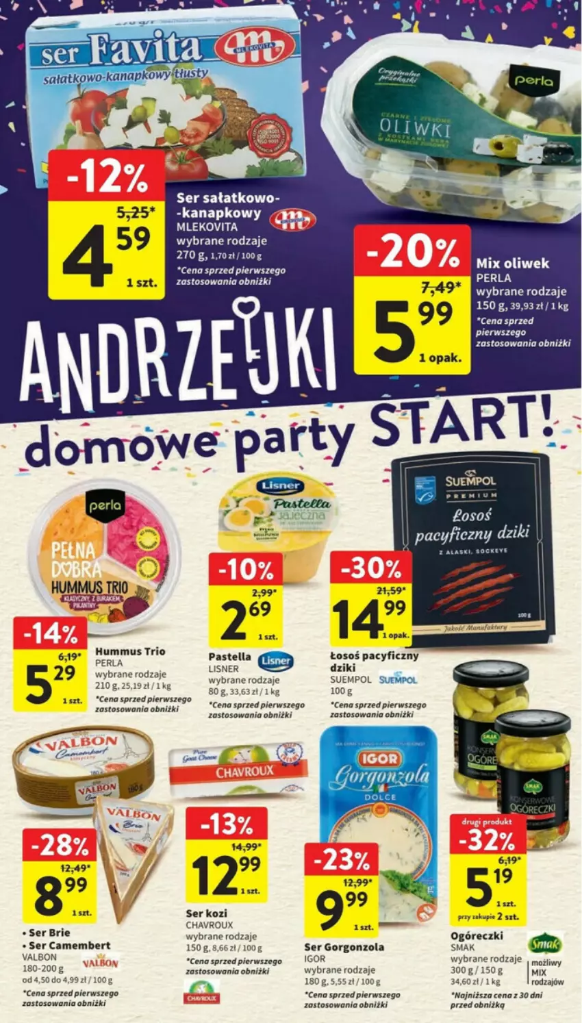 Gazetka promocyjna Intermarche - ważna 23.11 do 29.11.2023 - strona 13 - produkty: Brie, Camembert, Gorgonzola, Hummus, Lisner, Mleko, Mlekovita, Mus, Pastella, Sałat, Ser, Ser kozi, Suempol