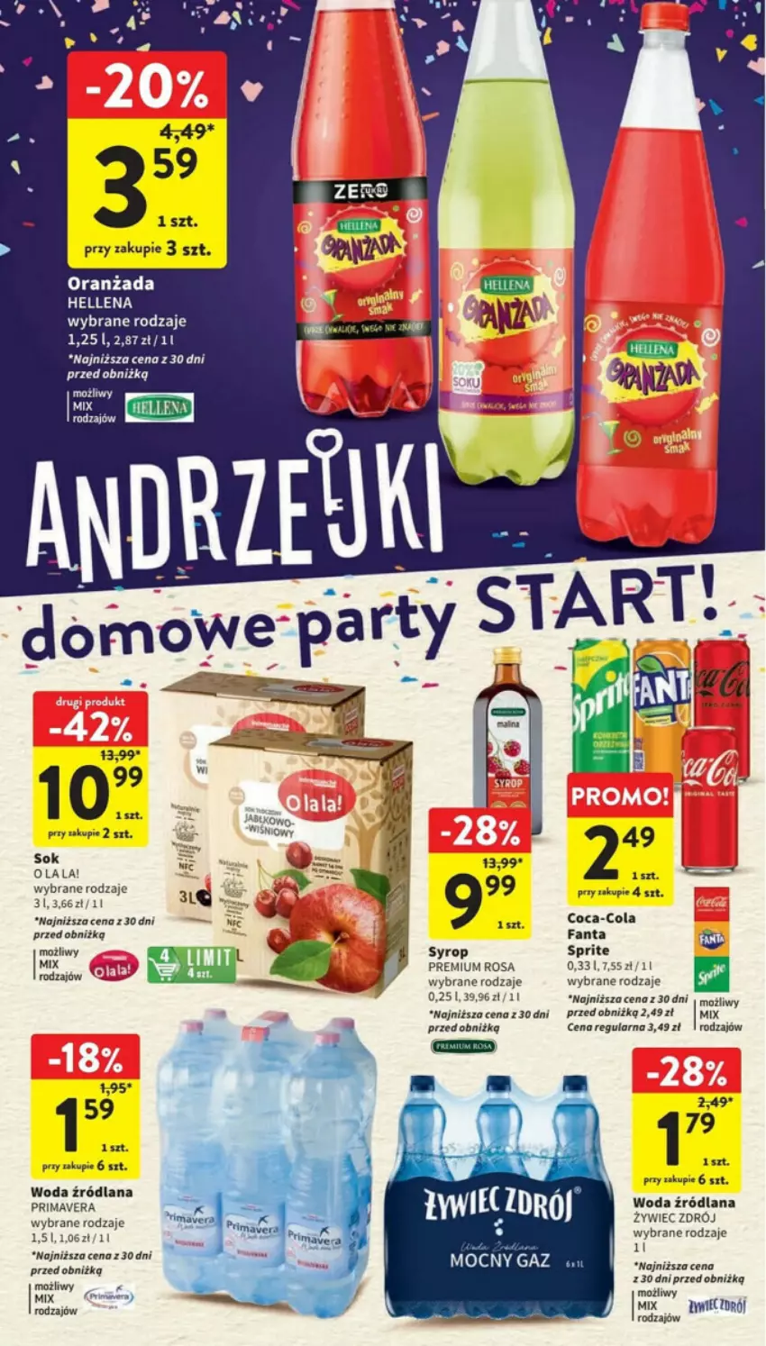 Gazetka promocyjna Intermarche - ważna 23.11 do 29.11.2023 - strona 15 - produkty: Coca-Cola, Fa, Gala, Hellena, LANA, Noż, Oranżada, Prima, Primavera, Sok, Sprite, Syrop, Woda