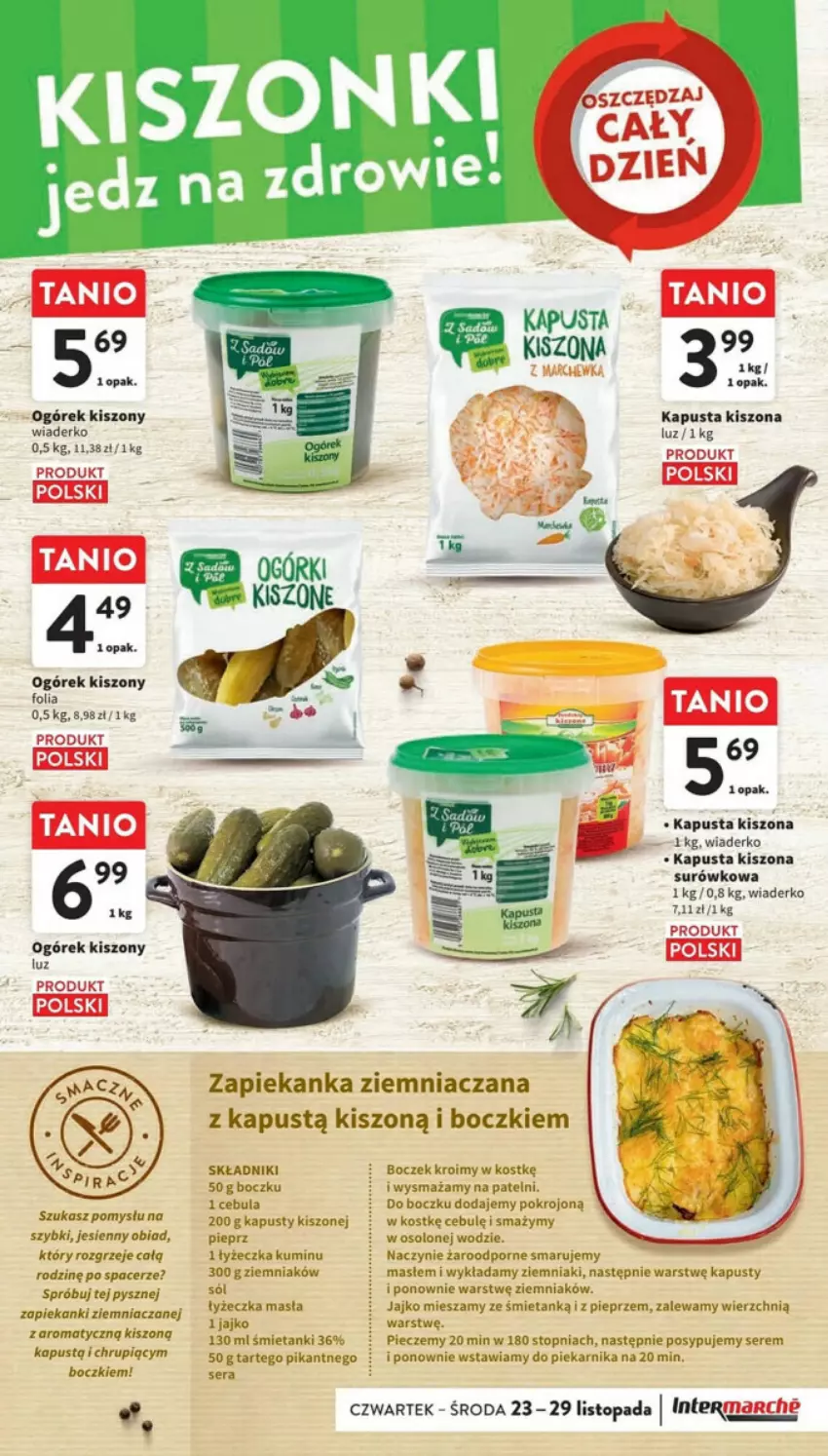 Gazetka promocyjna Intermarche - ważna 23.11 do 29.11.2023 - strona 18 - produkty: Acer, Boczek, Cebula, Kapustą, Marchewka, Naczynie żaroodporne, Ogórek, Piec, Piekarnik, Pieprz, Por, Ser, Top, Zapiekanka, Ziemniaki