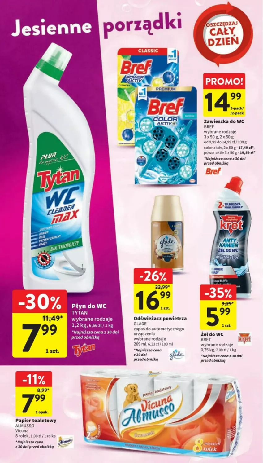 Gazetka promocyjna Intermarche - ważna 23.11 do 29.11.2023 - strona 35 - produkty: Bref, Kret, Odświeżacz powietrza, Papier, Papier toaletowy, Płyn do wc, Tytan, Zawieszka do wc