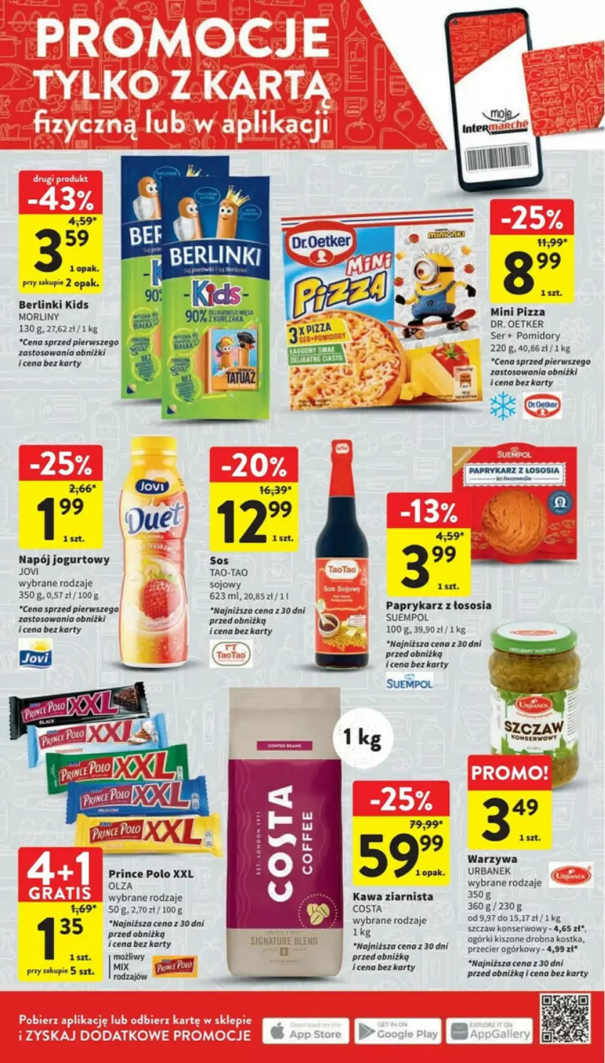 Gazetka promocyjna Intermarche - ważna 23.11 do 29.11.2023 - strona 4 - produkty: Berlinki, Dr. Oetker, Jogurt, Kawa, Kawa ziarnista, Morliny, Napój, Napój jogurtowy, Papryka, Paprykarz, Pomidory, Prince Polo, Ser, Sos, Suempol, Warzywa