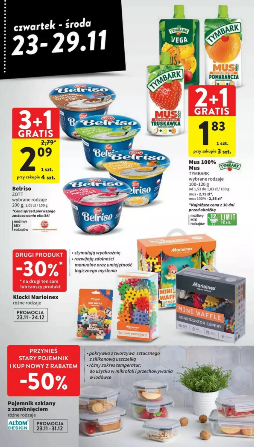 Gazetka promocyjna Intermarche - ważna 23.11 do 29.11.2023 - strona 40 - produkty: Belriso, Fa, Klocki, Mus, Pojemnik, Pojemnik szklany, Tymbark, Zott