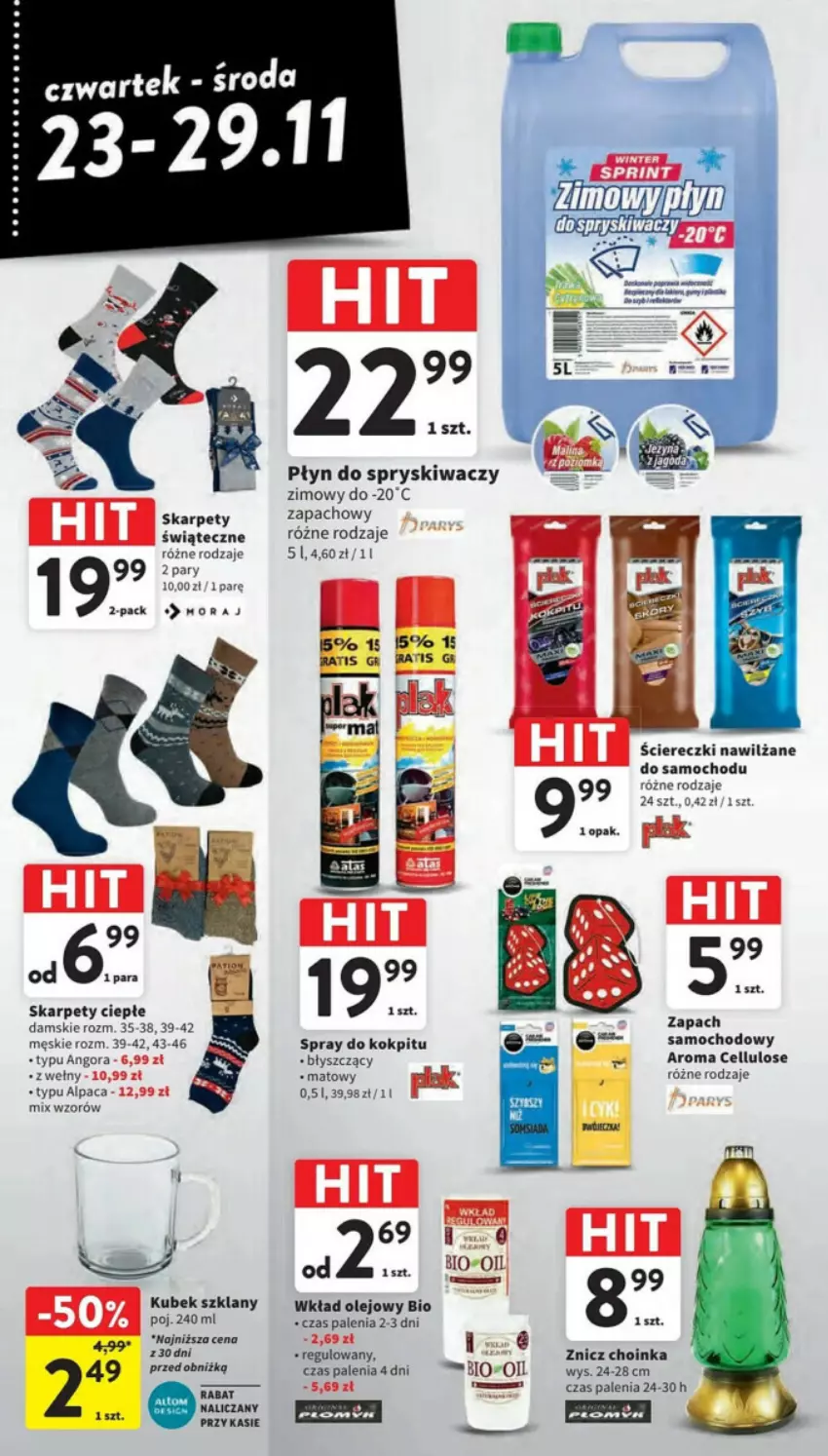 Gazetka promocyjna Intermarche - ważna 23.11 do 29.11.2023 - strona 42 - produkty: Choinka, Inka, Karp, Kubek, Olej, Płyn do spryskiwaczy, Wkład olejowy, Znicz