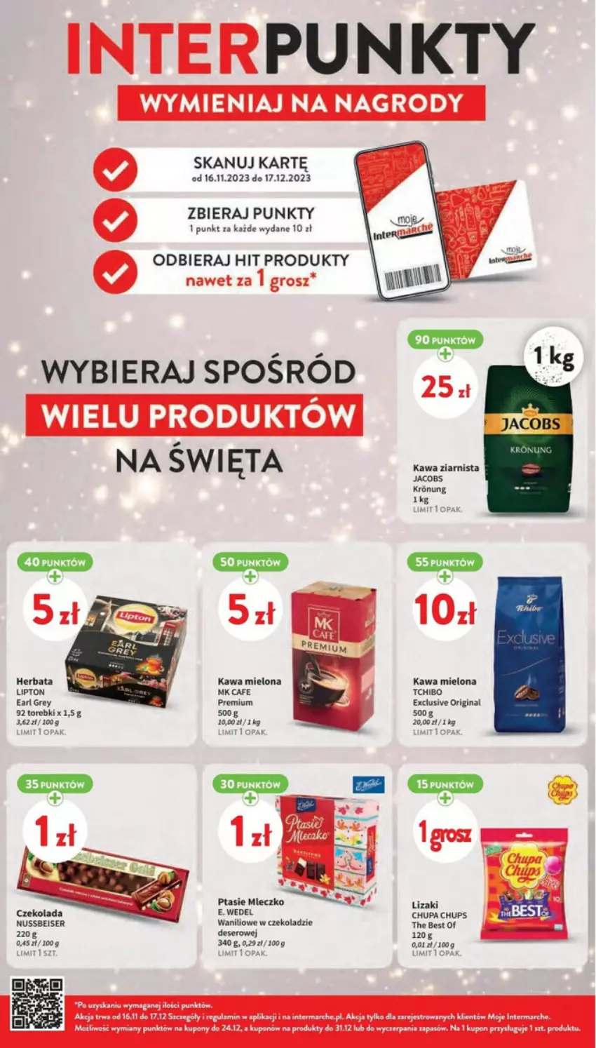 Gazetka promocyjna Intermarche - ważna 23.11 do 29.11.2023 - strona 6 - produkty: Chupa Chups, Czekolada, Deser, E. Wedel, Earl Grey, Fa, Gin, Herbata, Jacobs, Kawa, Kawa mielona, Mleczko, Ptasie mleczko, Ser, Tchibo