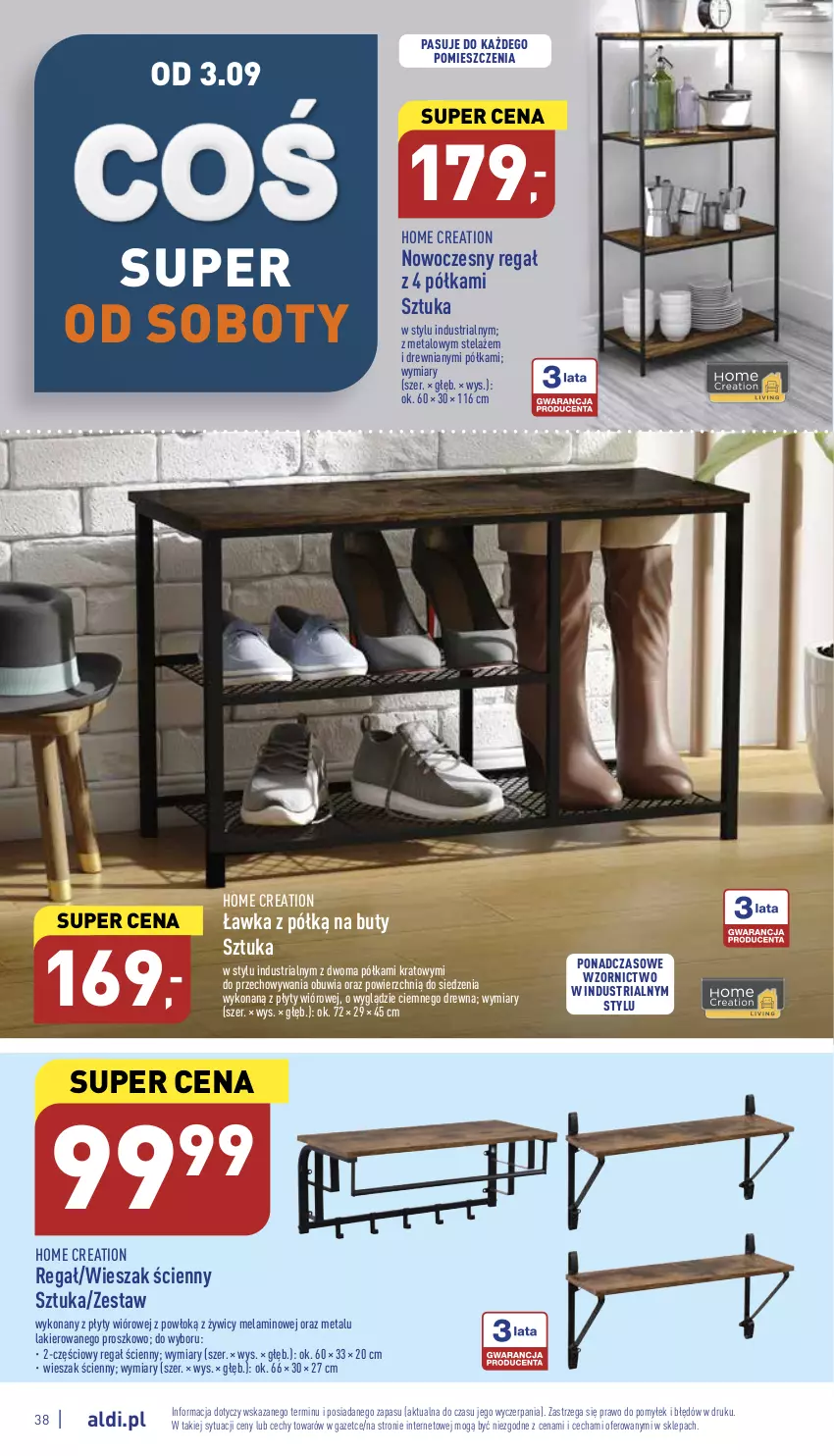 Gazetka promocyjna Aldi - Pełny katalog - ważna 29.08 do 03.09.2022 - strona 38 - produkty: Buty, Lakier, Półka, Regał, Wieszak