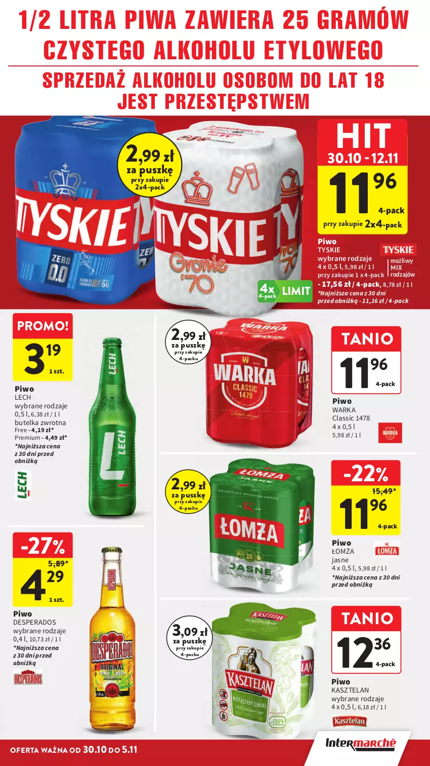 Gazetka promocyjna Intermarche - Gazetka Intermarche - ważna 30.10 do 05.11.2025 - strona 37 - produkty: Desperados, Gra, Kasztelan, Piwa, Piwo, Tyskie, Warka
