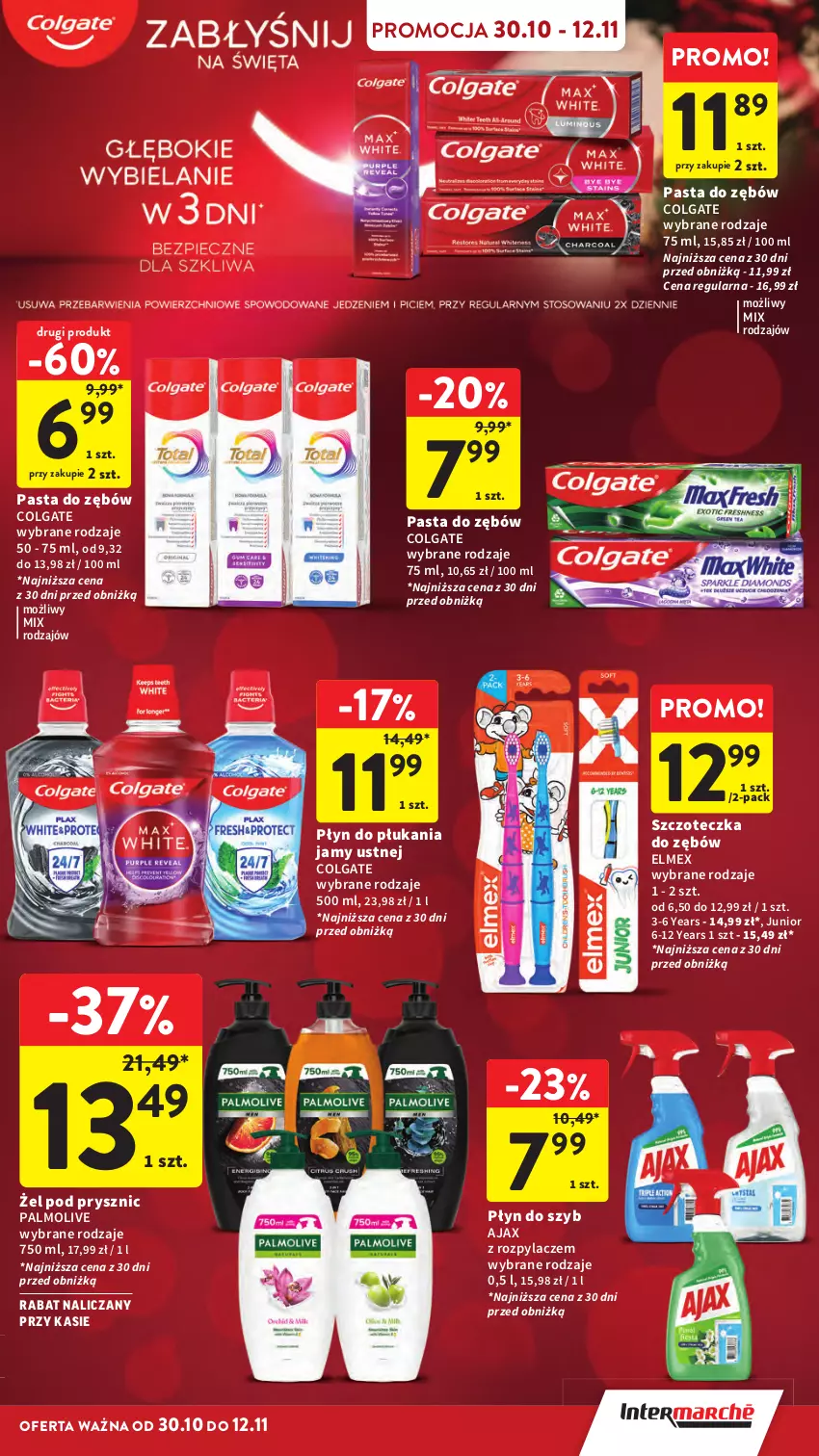 Gazetka promocyjna Intermarche - Gazetka Intermarche - ważna 30.10 do 05.11.2025 - strona 39 - produkty: Ajax, Colgate, Elmex, LG, Palmolive, Pasta do zębów, Płyn do płukania, Płyn do płukania jamy ustnej, Płyn do szyb, Szczoteczka, Szczoteczka do zębów