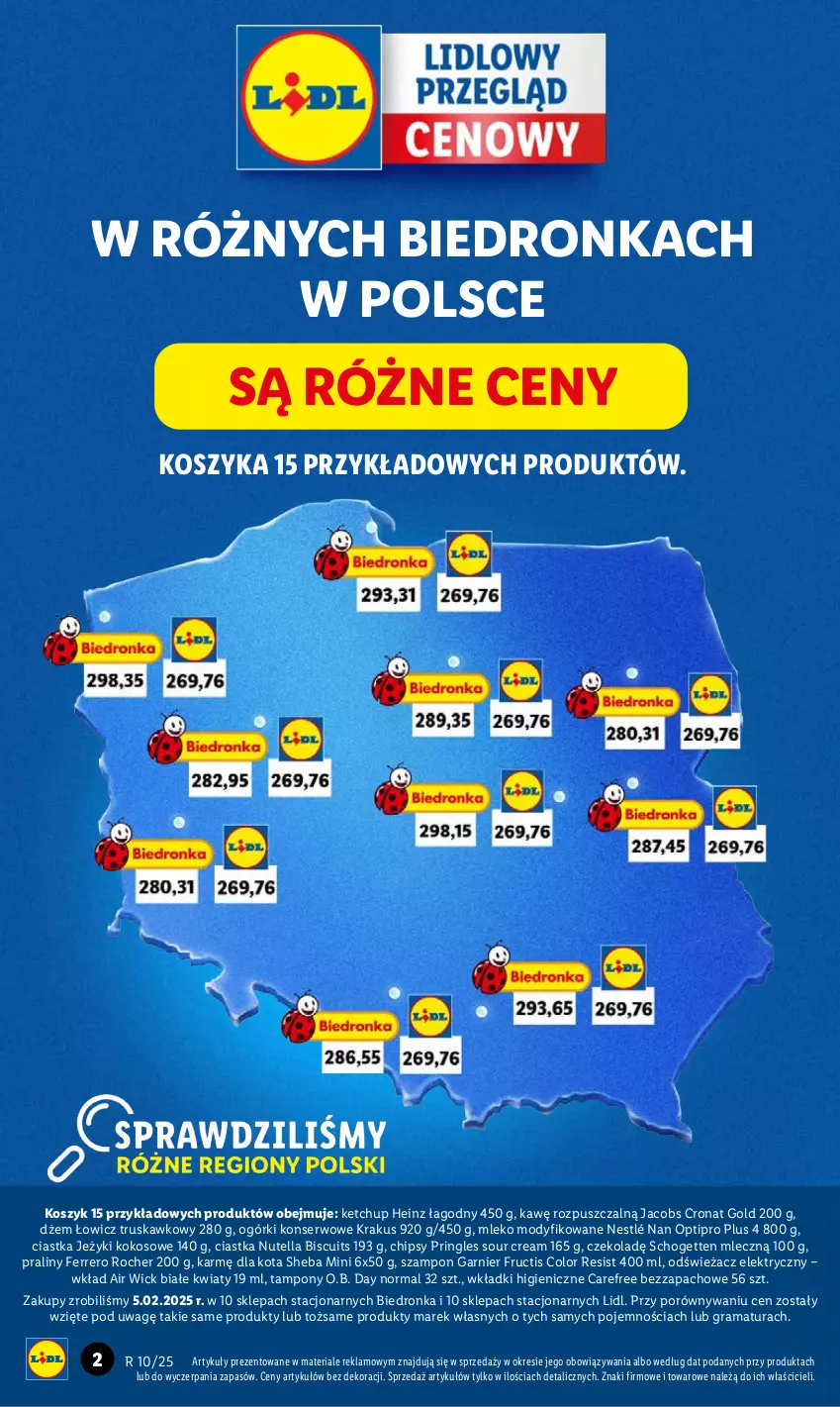 Gazetka promocyjna Lidl - GAZETKA - ważna 03.03 do 08.03.2025 - strona 2 - produkty: Air Wick, Carefree, Chipsy, Ciastka, Dron, Dżem, Ferrero, Ferrero Rocher, Fructis, Garnier, Gra, Heinz, Jacobs, Jeżyki, Ketchup, Kokos, Kosz, Krakus, Mleko, Mleko modyfikowane, NAN Optipro, Nestlé, Nutella, O.B., Ogórki konserwowe, Por, Praliny, Pringles, Rama, Schogetten, Ser, Sheba, Szampon, Tampony, Wkładki