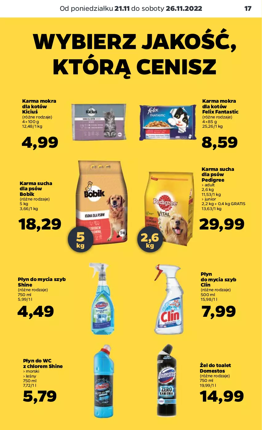 Gazetka promocyjna Netto - Artykuły spożywcze - ważna 21.11 do 26.11.2022 - strona 17 - produkty: Clin, Domestos, Fa, Fanta, Felix, Gra, Karma mokra dla kotów, Pedigree, Płyn do mycia, Płyn do wc