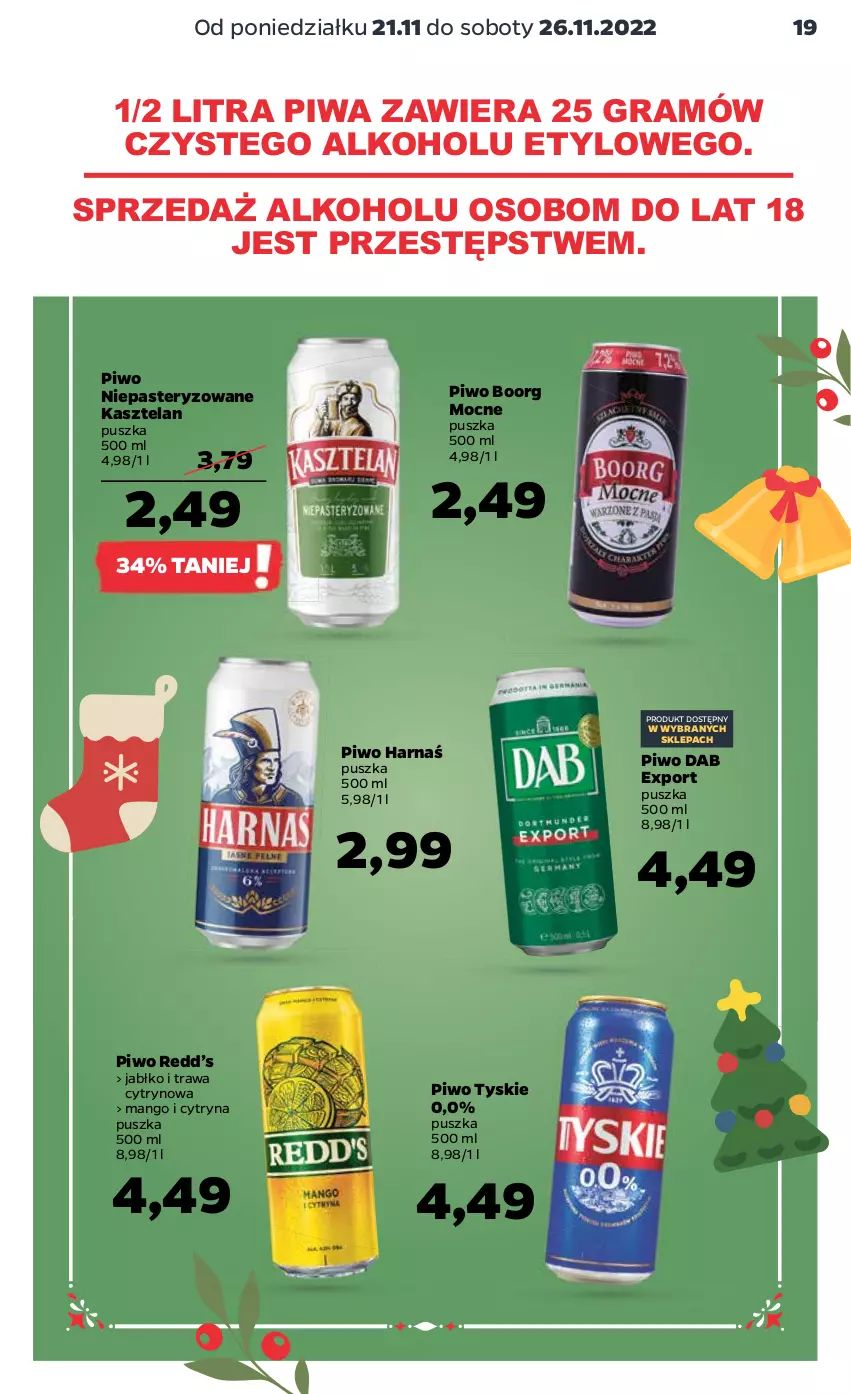 Gazetka promocyjna Netto - Artykuły spożywcze - ważna 21.11 do 26.11.2022 - strona 19 - produkty: Gra, Harnaś, Kasztelan, Mango, Piwa, Piwo, Por, Tyskie