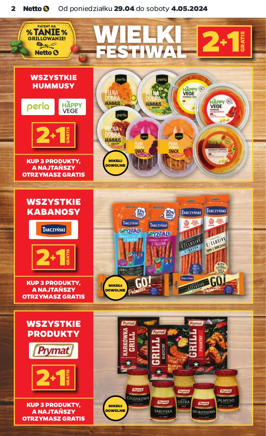 Gazetka promocyjna Netto - Artykuły spożywcze - ważna 29.04 do 04.05.2024 - strona 2 - produkty: Gra, Grill, Hummus, Kabanos, Mus