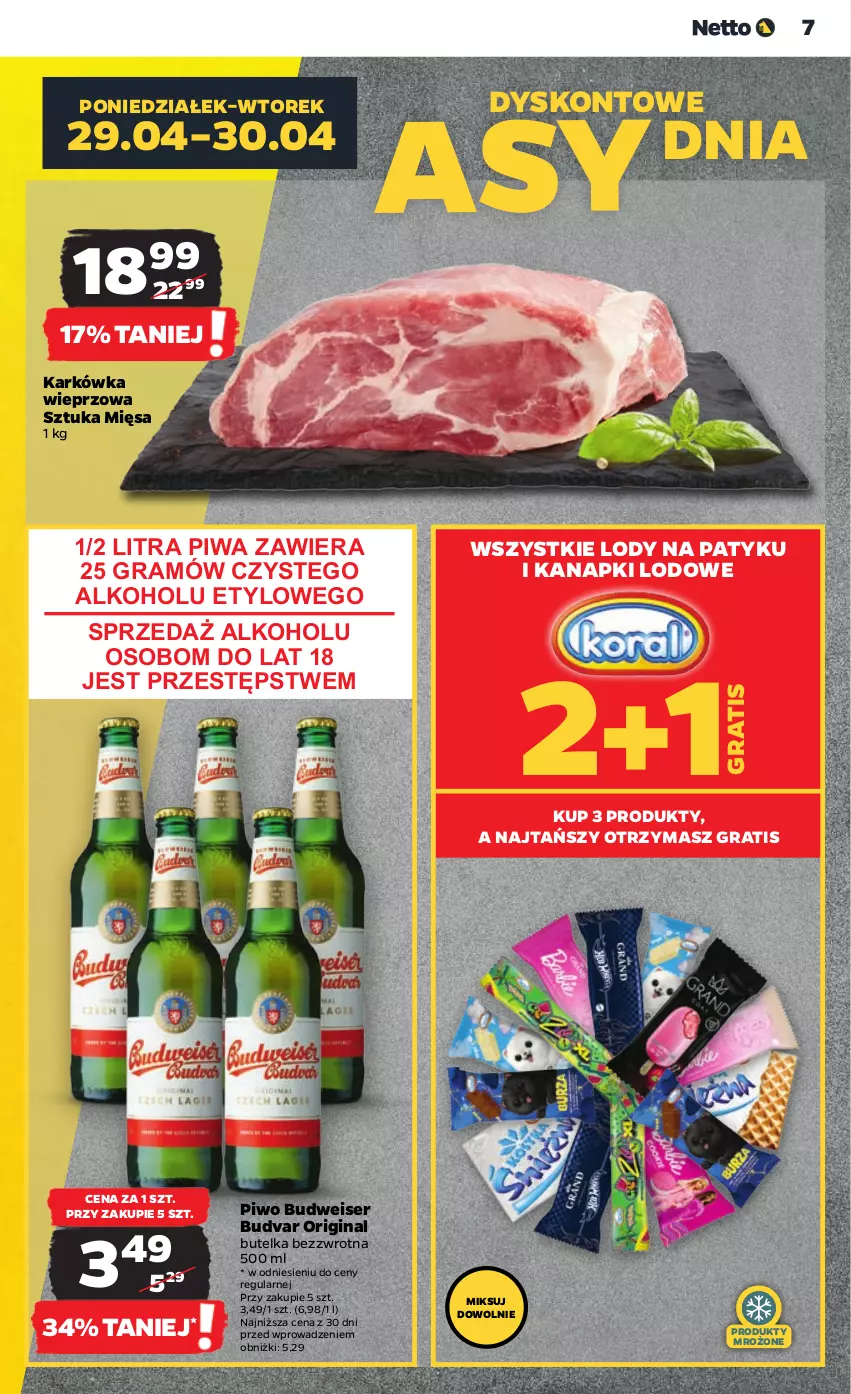 Gazetka promocyjna Netto - Artykuły spożywcze - ważna 29.04 do 04.05.2024 - strona 7 - produkty: Gin, Gra, Karkówka wieprzowa, Lody, Piwa, Piwo, Produkty mrożone, Ser