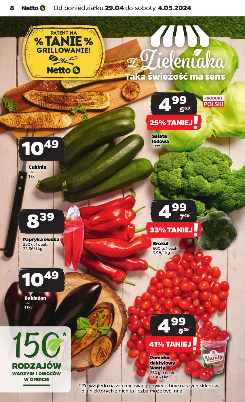 Gazetka promocyjna Netto - Artykuły spożywcze - ważna 29.04 do 04.05.2024 - strona 8 - produkty: Grill, Papryka, Papryka słodka, Sałat, Sałata lodowa