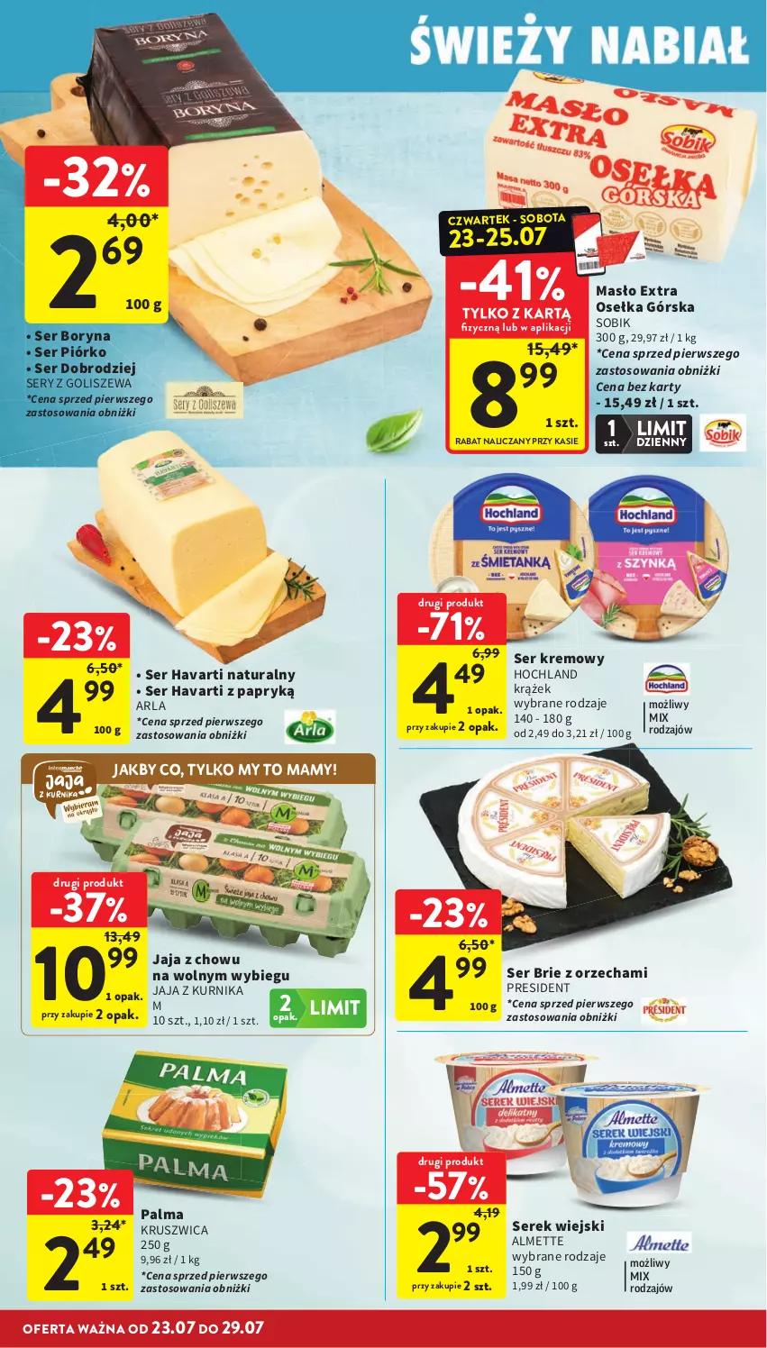 Gazetka promocyjna Intermarche - Gazetka Intermarche - ważna 23.07 do 29.07.2026 - strona 18 - produkty: Almette, Brie, Havarti, Hochland, Jaja, Masło, Palma, Ser, Serek, Serek wiejski