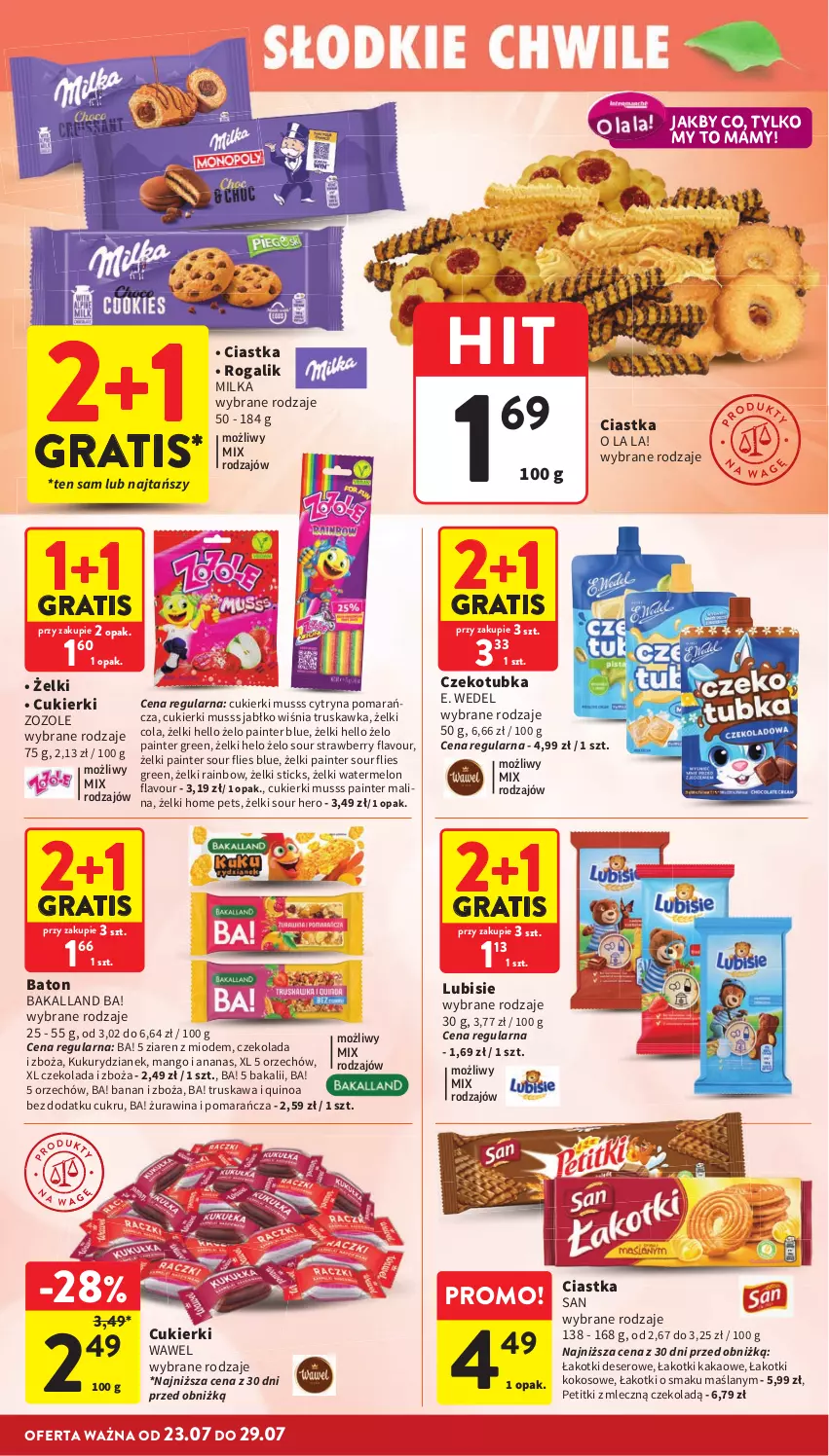 Gazetka promocyjna Intermarche - Gazetka Intermarche - ważna 23.07 do 29.07.2026 - strona 24 - produkty: Ananas, Ba!, Bakalland, Baton, Ciastka, Cukier, Cukierki, Czekolada, Deser, E. Wedel, Gra, Kakao, Kawa, Kokos, Lubisie, Mango, Melon, Milka, Mus, Quinoa, Rogal, Ser, Wawel