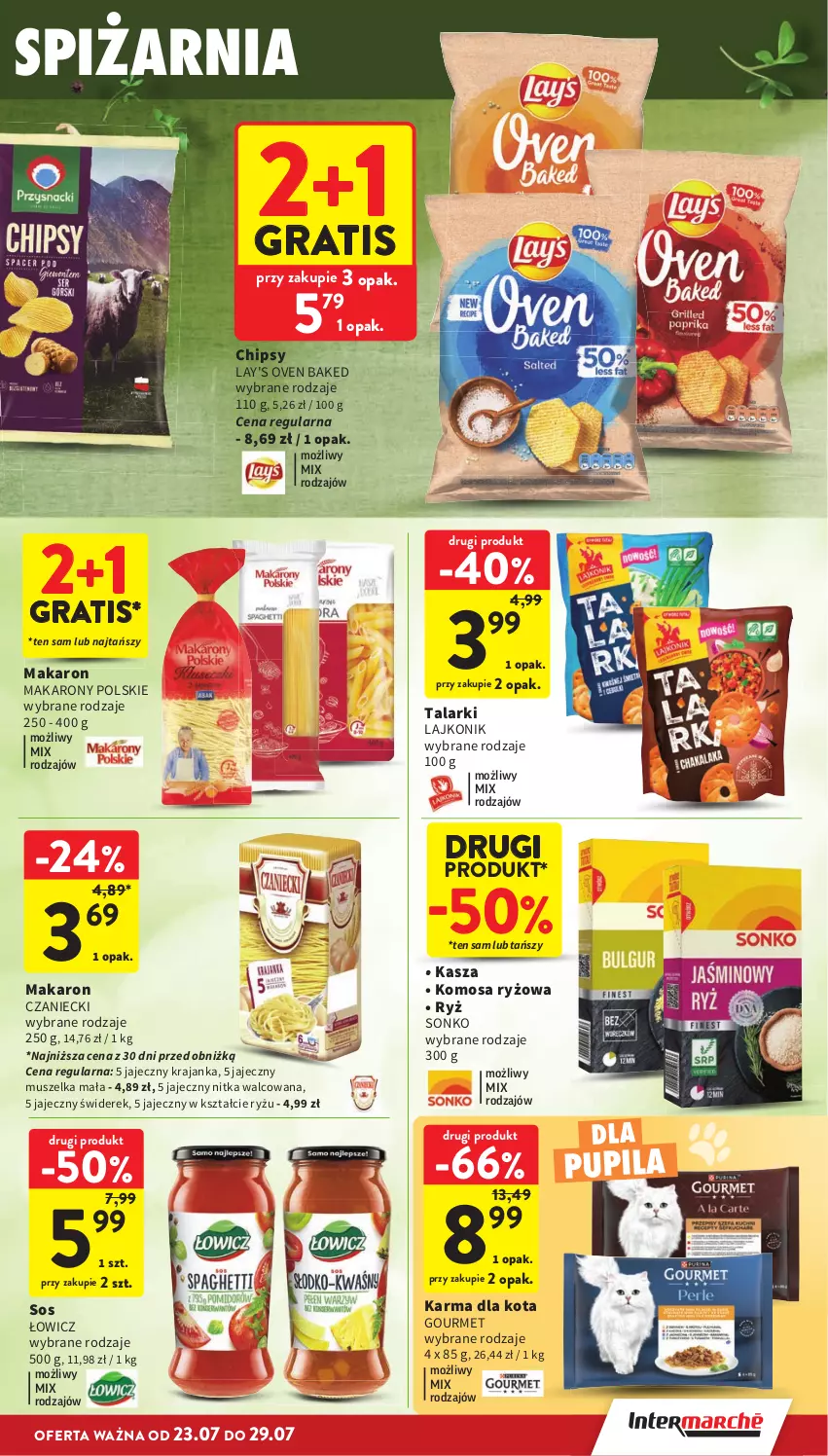 Gazetka promocyjna Intermarche - Gazetka Intermarche - ważna 23.07 do 29.07.2026 - strona 27 - produkty: Chipsy, Gra, Kasza, Lajkonik, Makaron, Mus, Ryż, Sonko, Sos