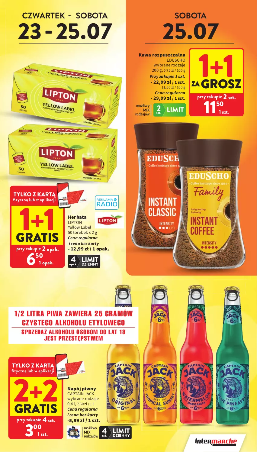 Gazetka promocyjna Intermarche - Gazetka Intermarche - ważna 23.07 do 29.07.2026 - strona 3 - produkty: Captain Jack, Gra, Herbata, Kawa, Kawa rozpuszczalna, Lipton, Napój, Piwa