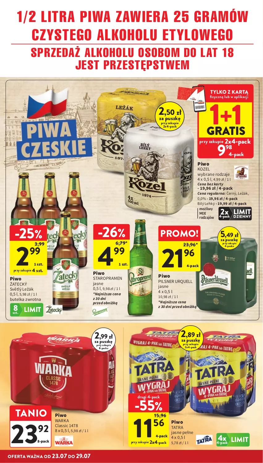 Gazetka promocyjna Intermarche - Gazetka Intermarche - ważna 23.07 do 29.07.2026 - strona 30 - produkty: Gra, Kozel, Pilsner Urquell, Piwa, Piwo, Tatra, Warka