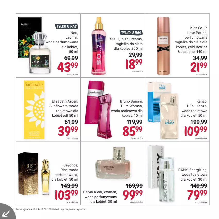 Gazetka promocyjna Rossmann - Maj I - ważna 25.04 do 15.05.2021 - strona 10 - produkty: Bruno Banani, Calvin Klein, DKNY, Elizabeth Arden, Kenzo, Perfum, Pur, Woda, Woda perfumowana, Woda toaletowa