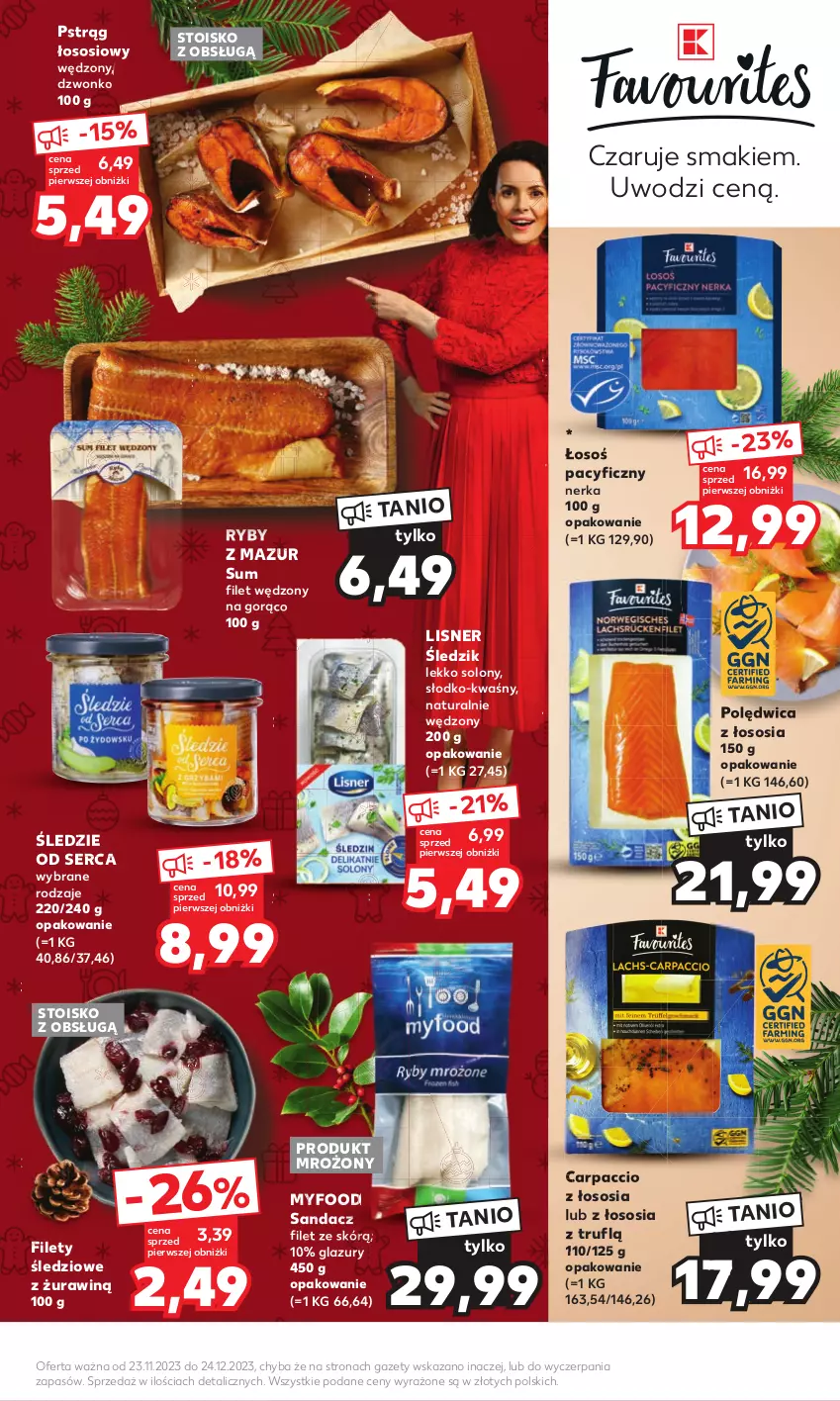 Gazetka promocyjna Kaufland - Kaufland - ważna 23.11 do 24.12.2023 - strona 11 - produkty: Carpaccio, Lazur, Lisner, Polędwica, Pstrąg, Pstrąg łososiowy, Sandacz, Sandacz filet, Ser, Sos